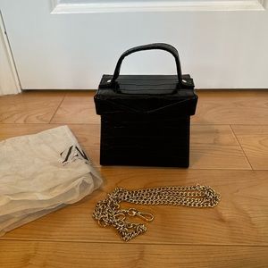 Zara croc embossed small box bag crossbody black